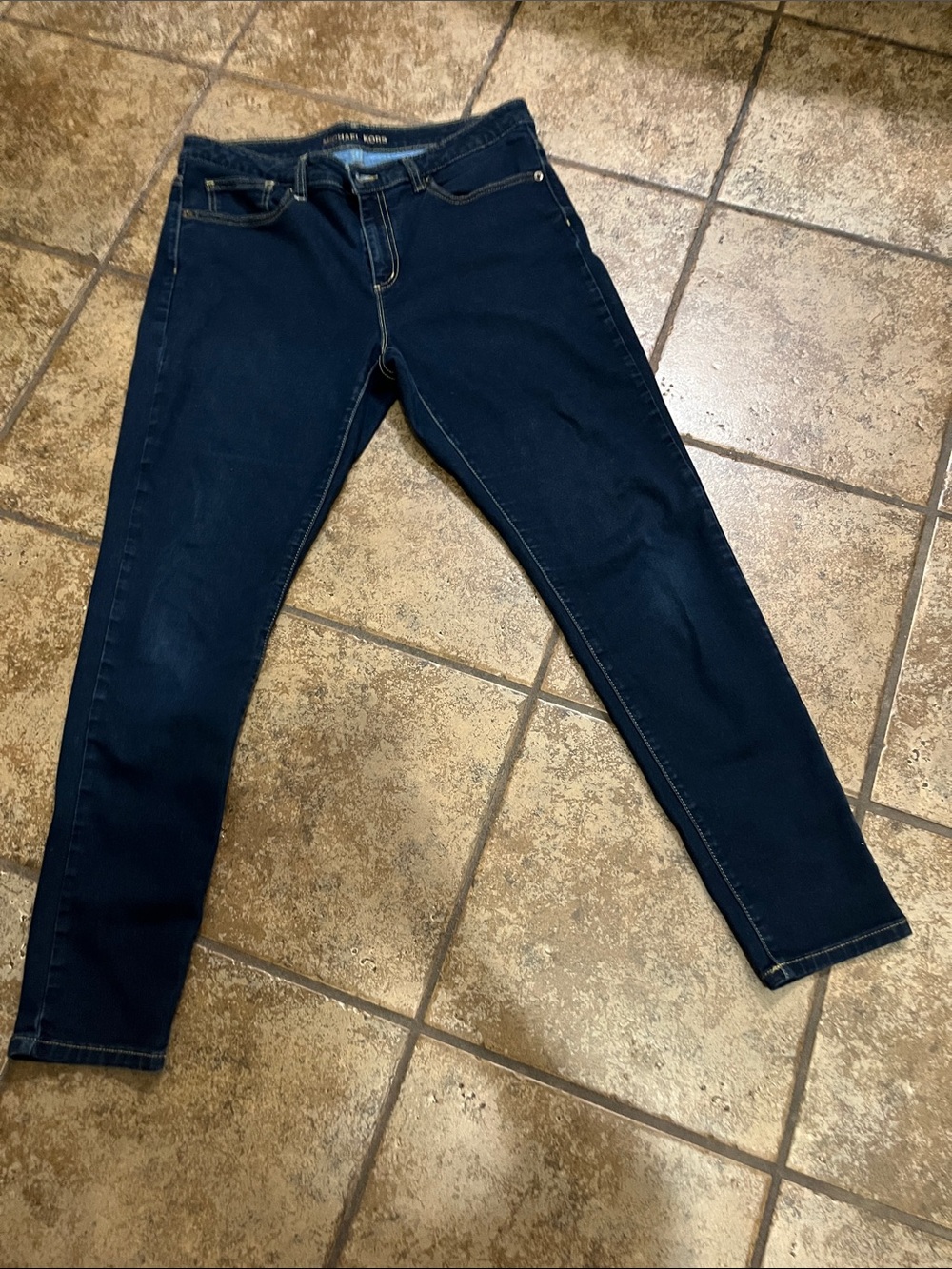 Michael Kors Black Skinny Jeans with Gold Stitching Izzy Skinny Size 12